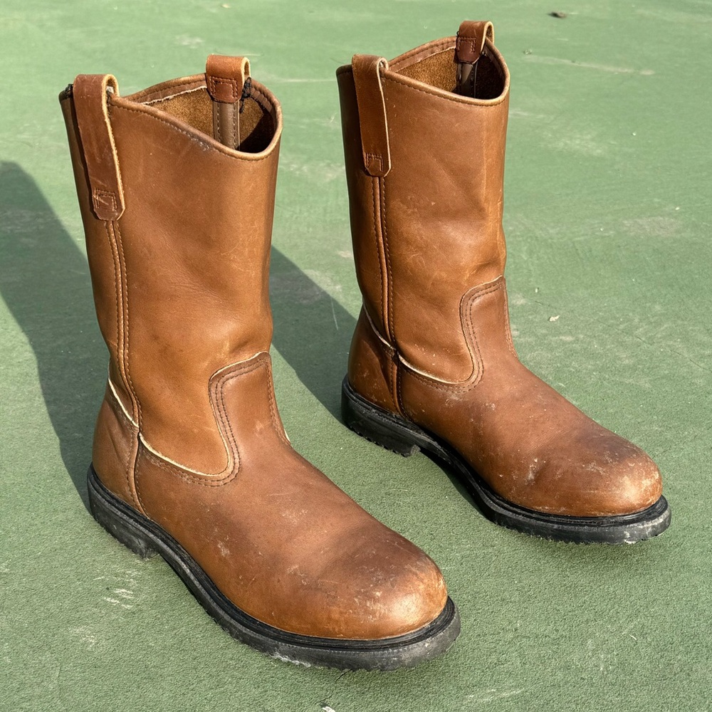 Red Wing Shoes Pecos Steel Toe Work Boots Brown Leather Size 10.5D